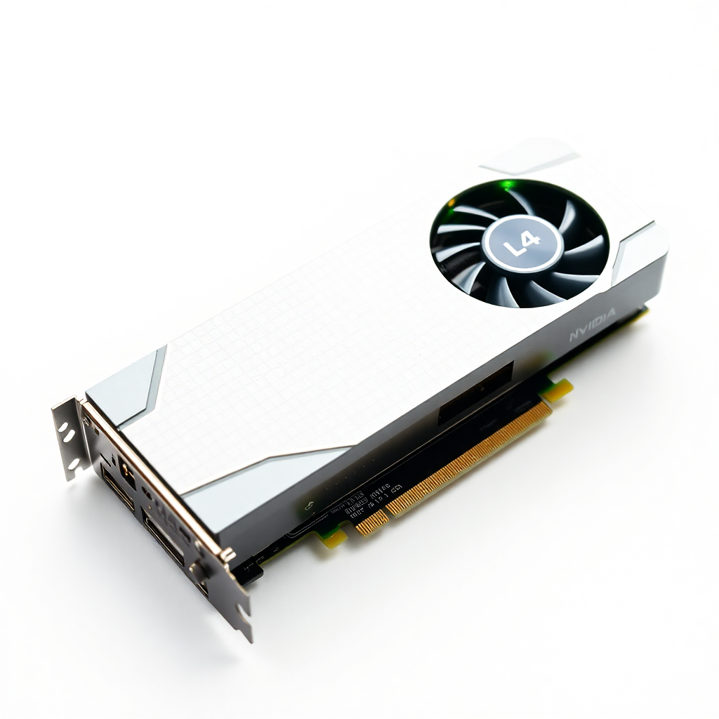 NVIDIA L4 GPU card close-up, professional product photography, white background, high detail