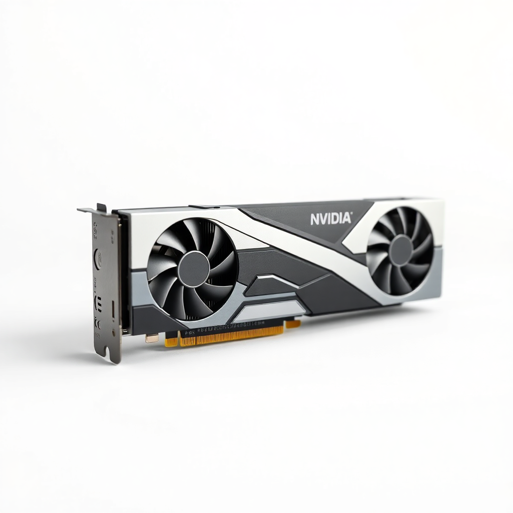 NVIDIA RTX 6000 Ada GPU card close-up, professional product photography, white background, high detail